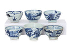 A GROUP OF SIX BLUE AND WHITE PORCELAIN TEA BOWLS