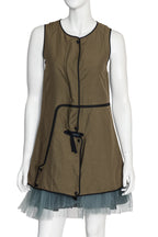 MARNI - A SLEEVELESS KHAKI TOP WITH A TULLE LINED SLIP, SUMMER EDITION 2011