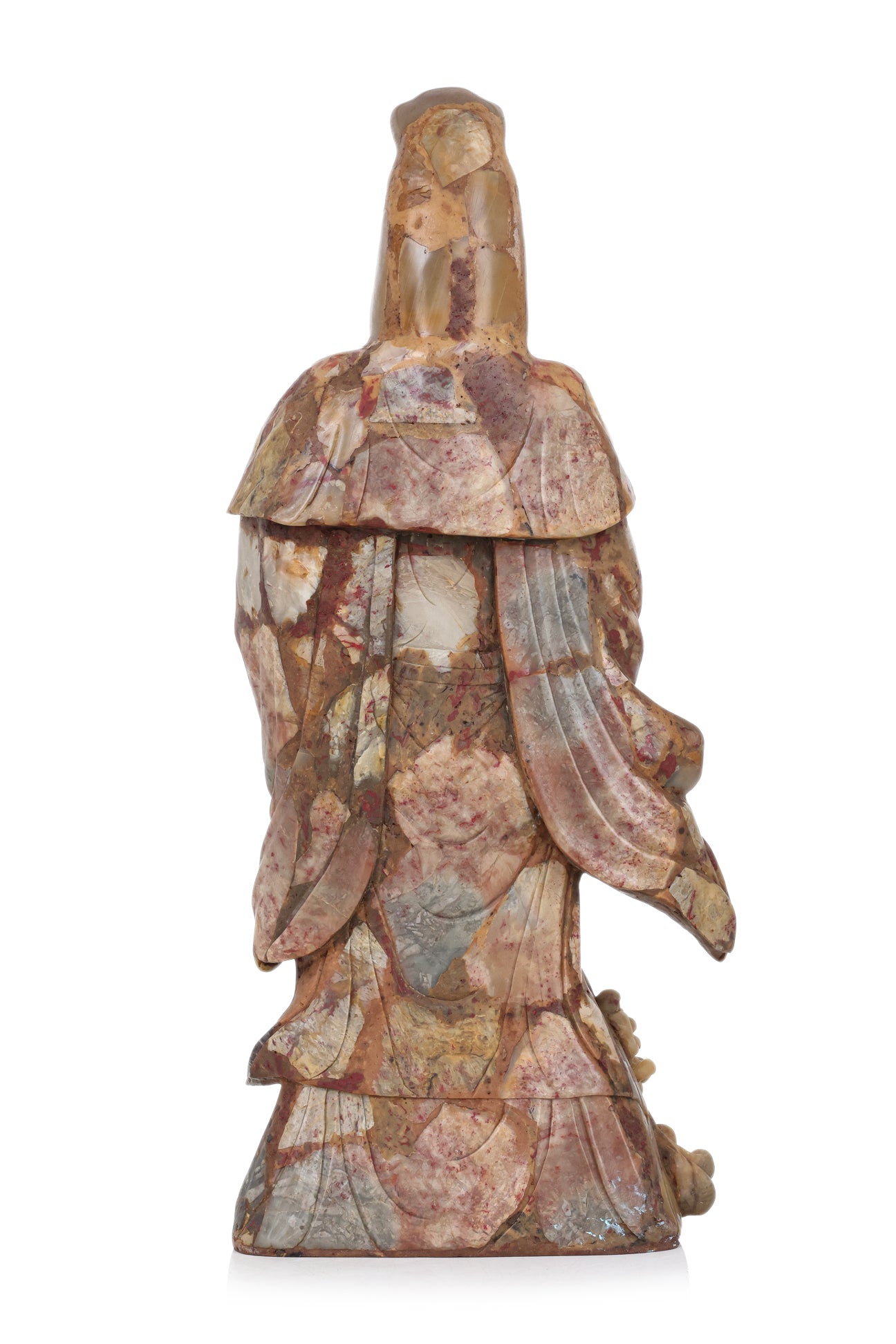 A LARGE SOAPSTONE MODEL OF GUANYIN