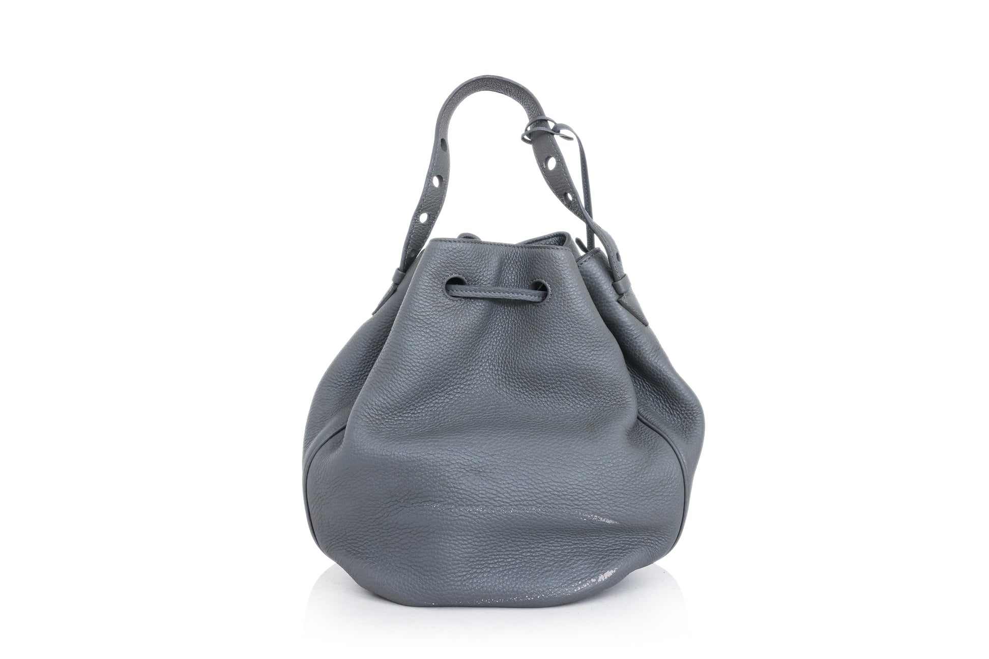 MYRIAM SCHAEFER -  A GREY LEATHER BUCKET BAG