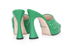 GUCCI - A PAIR OF GREEN STUDDED AND QUILTED HEELS