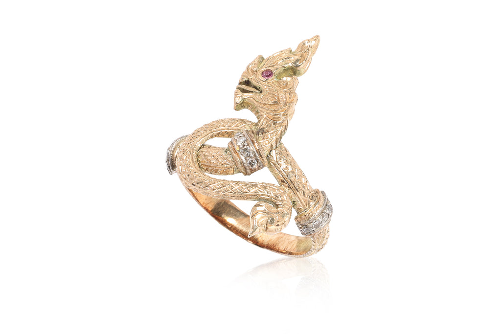 A GEM SET 'NAGA' RING