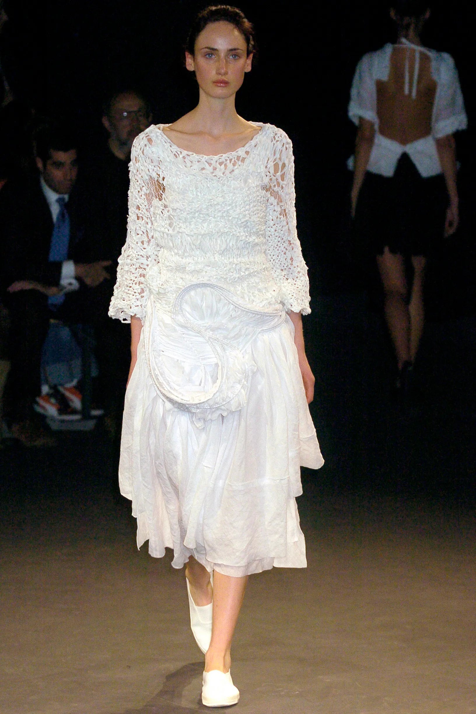 JUNYA WATANABE COMME DES GARCONS - A 2004 IVORY ASYMMETRICAL OPEN-KNIT SHIRT