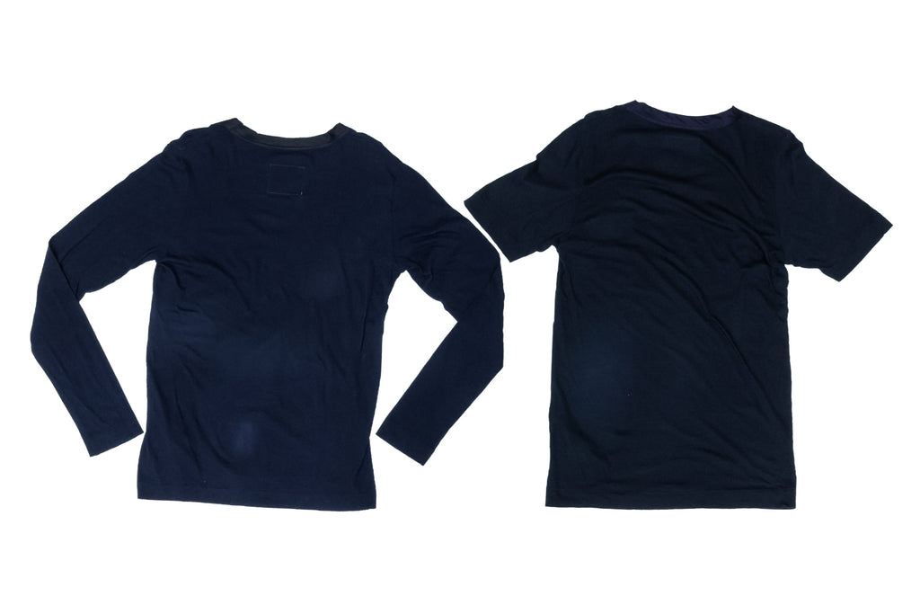SACAI - TWO NAVY COTTON T-SHIRTS