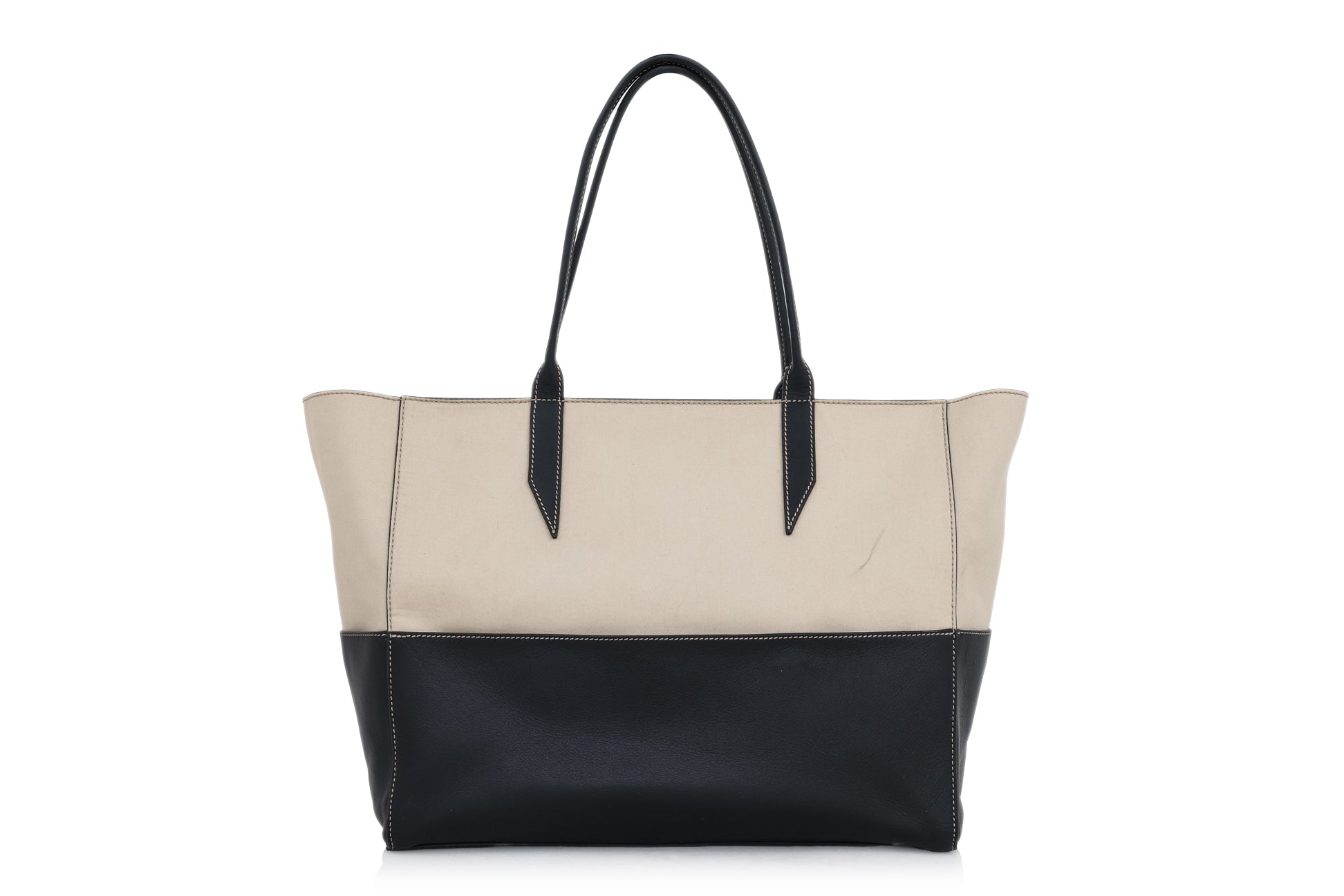 MÉTIER LONDON - A LINEN AND LEATHER 'INCOGNITO' TOTE BAG