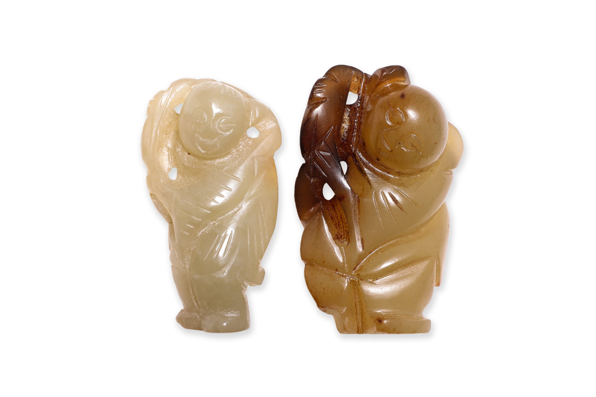TWO FIGURAL JADE CARVINGS