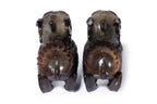 A PAIR OF JADE FOO LION-FORM VESSELS