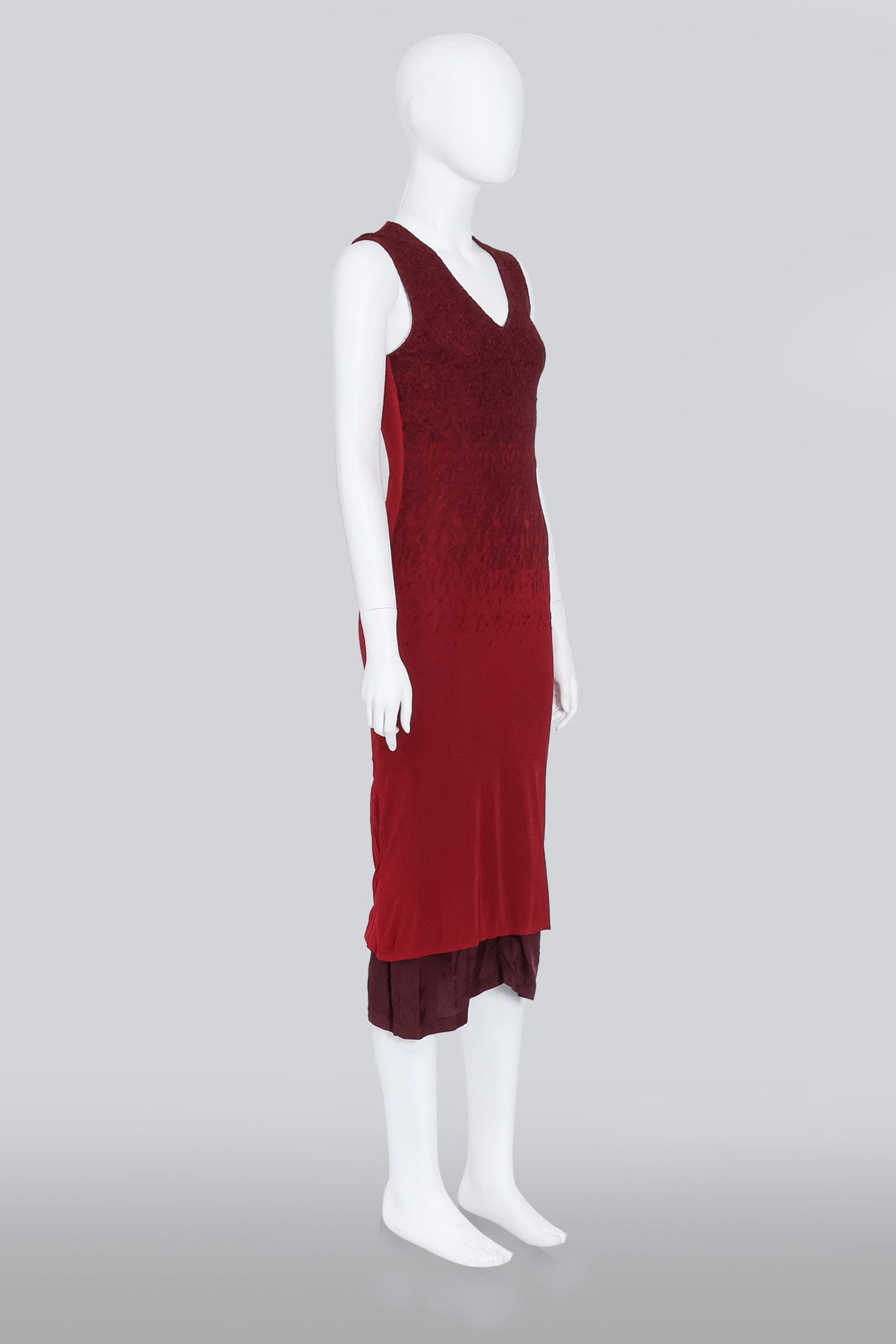 DRIES VAN NOTEN - RED EMBROIDERED DRESS WITH SLIP
