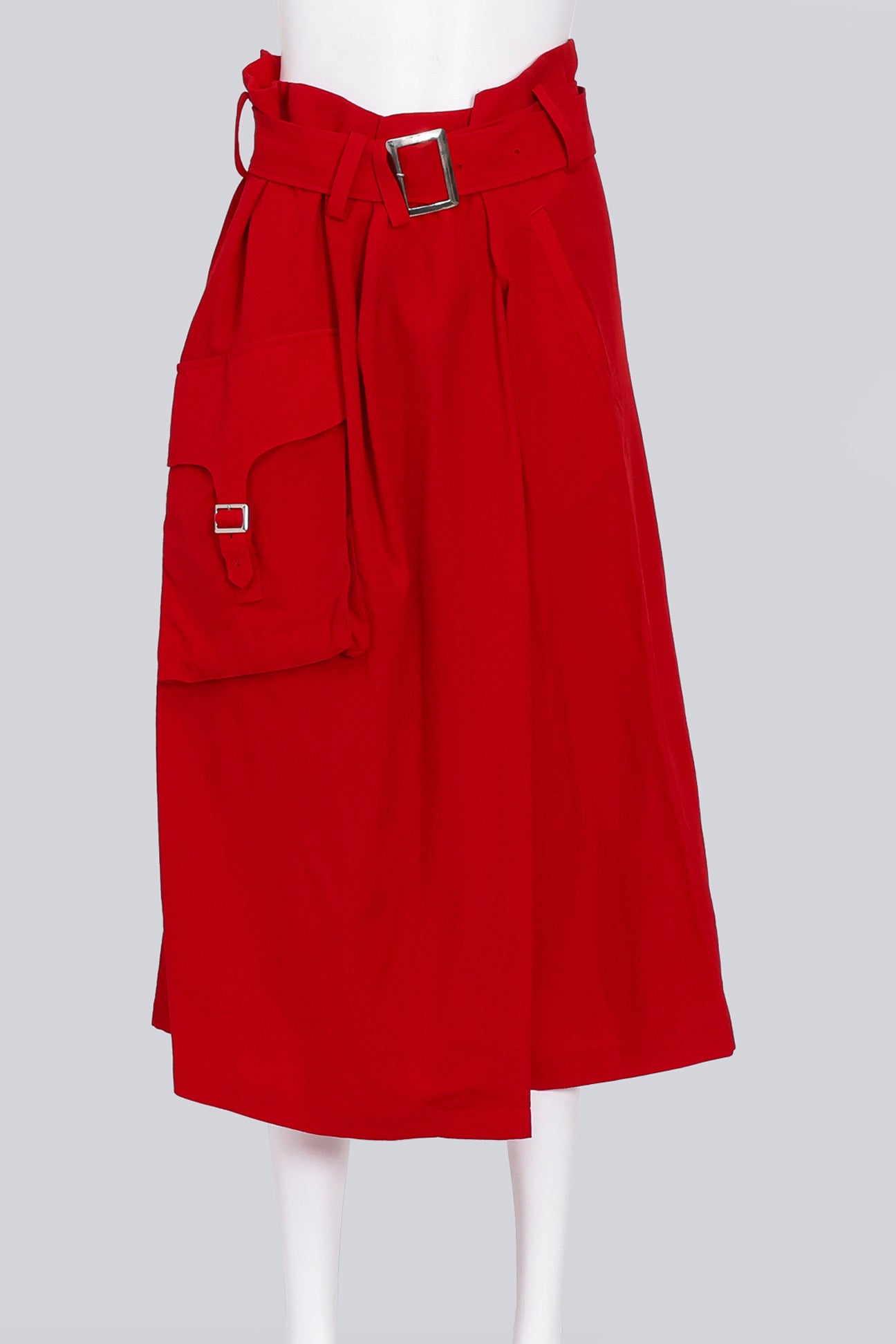 Y'S YOHJI YAMAMOTO - A RED BELTED CARGO SKIRT