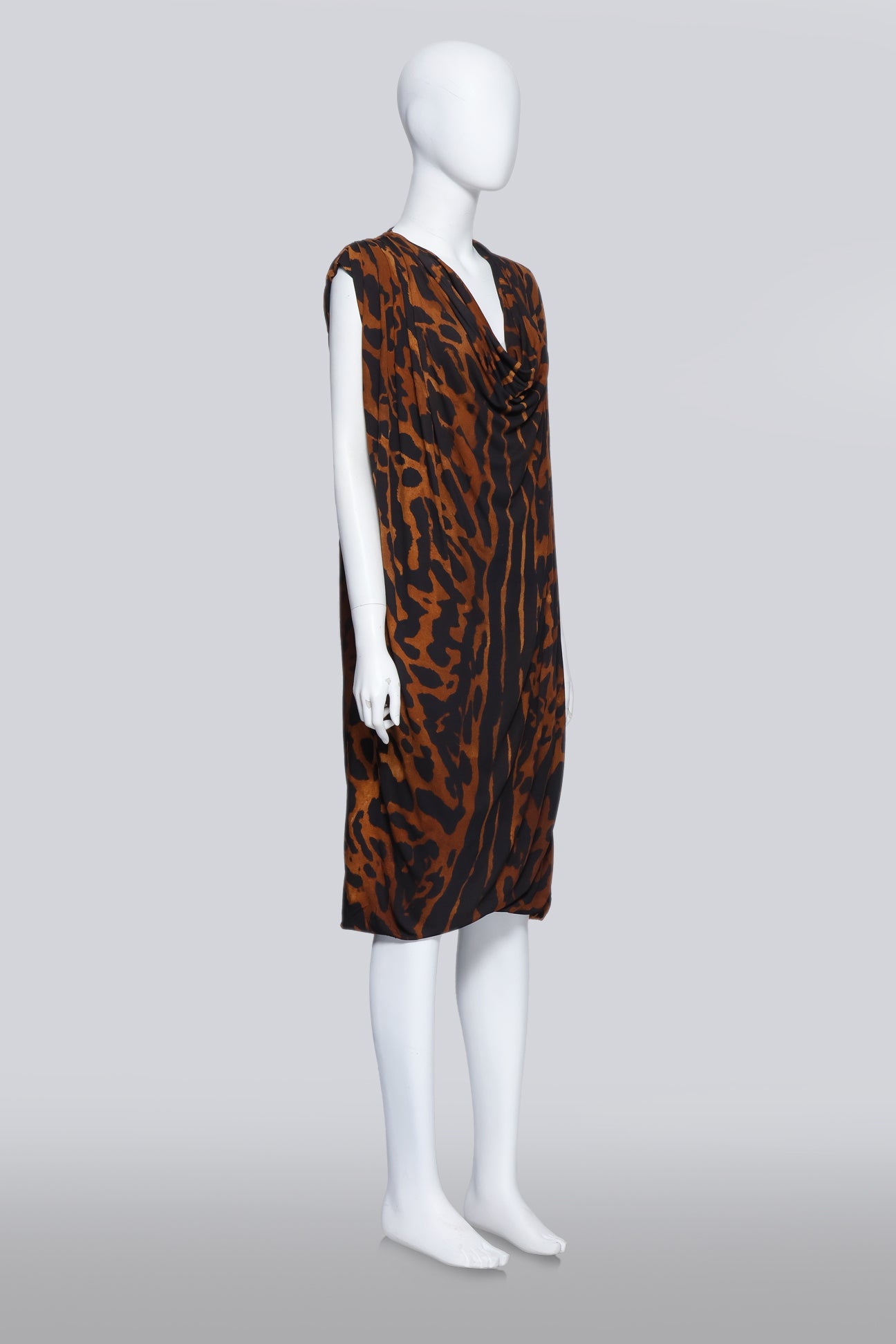 ALEXANDER MCQUEEN - AN OCELOT PRINT COWL DRESS