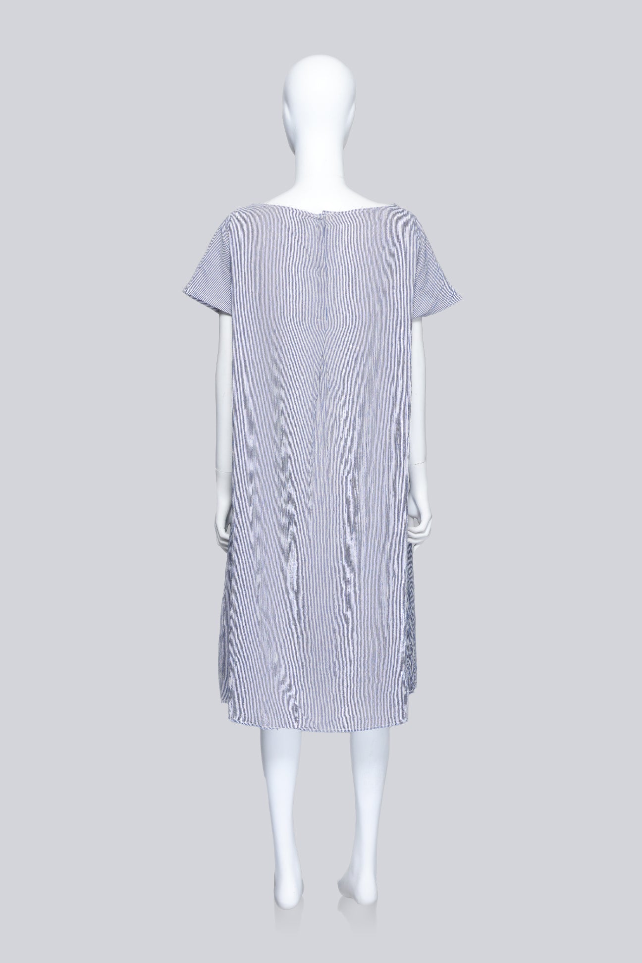LOEWE - A WHITE AND BLUE STRIPED SHIFT DRESS