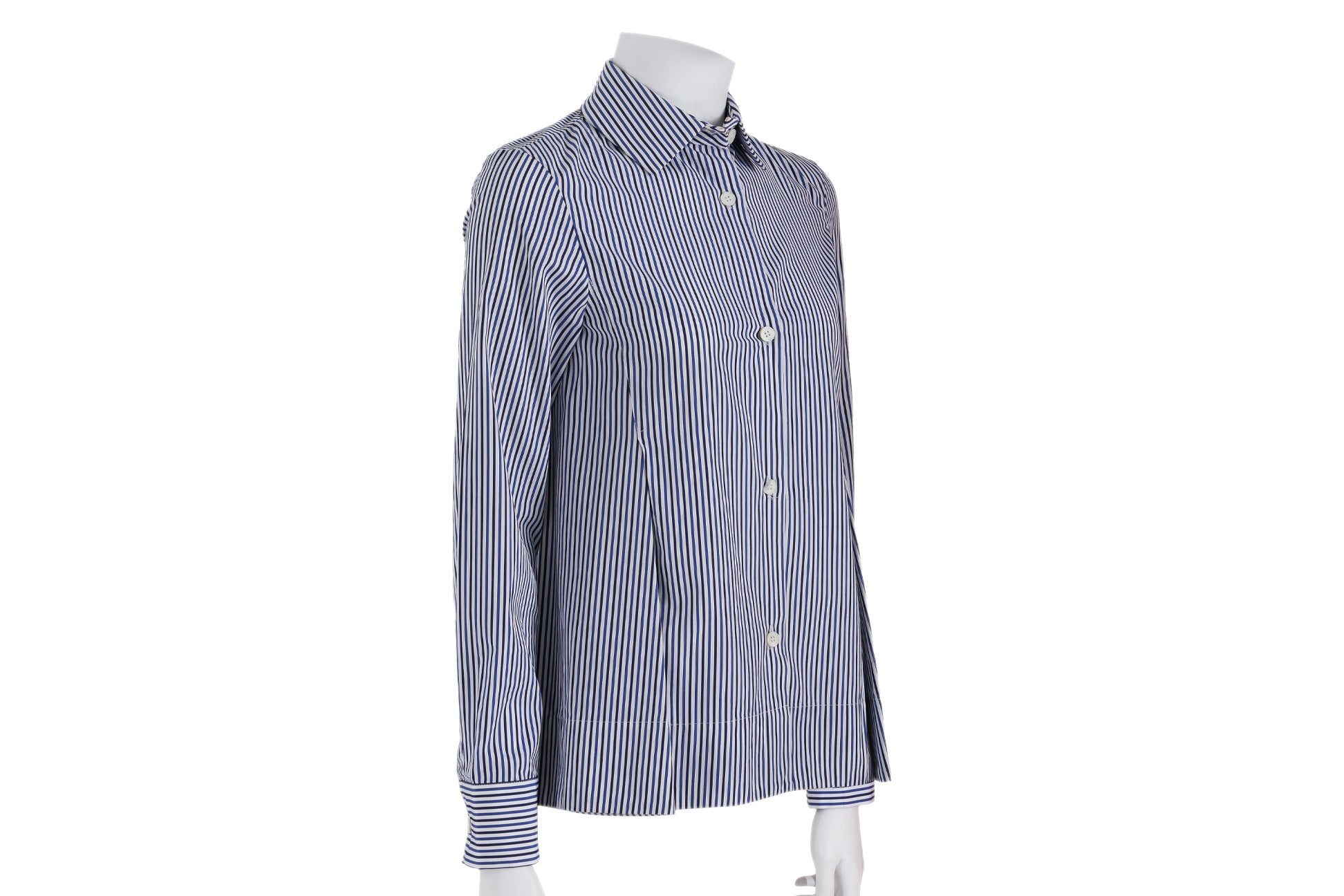 A MARNI BLUE AND WHITE STRIPED BUTTON-UP SHIRT