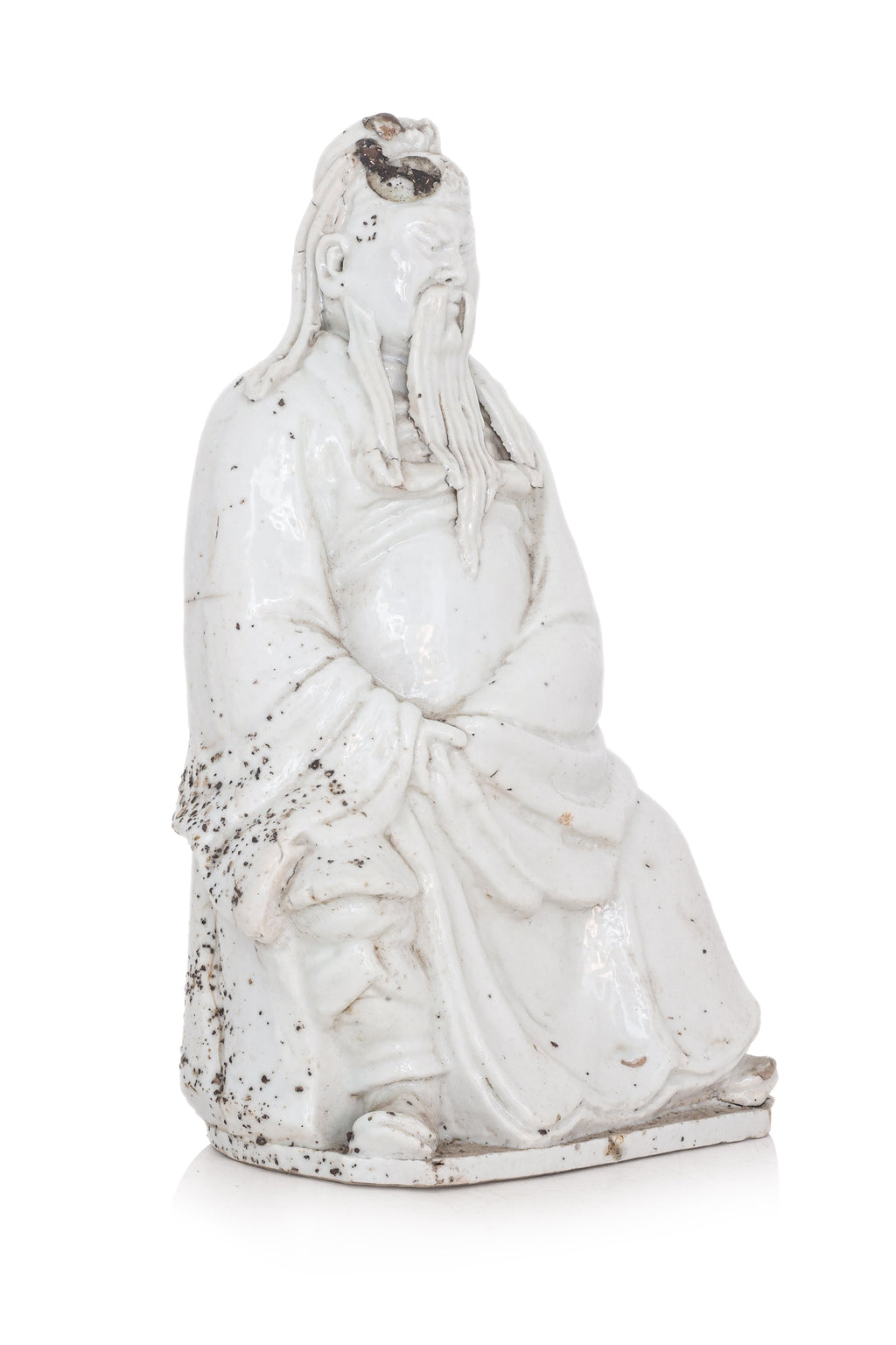 A BLANC DE CHINE PORCELAIN MODEL OF GUANDI