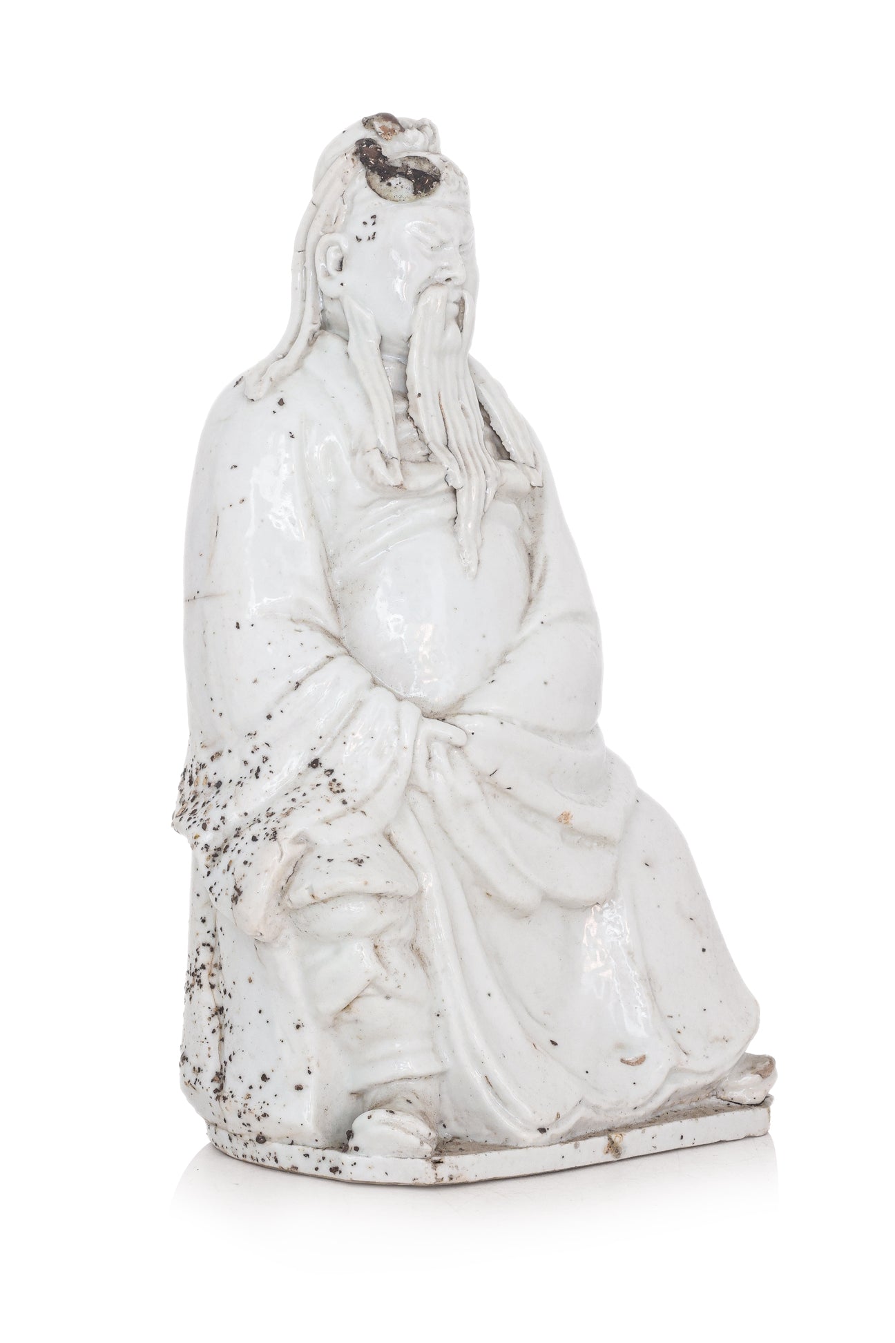 A BLANC DE CHINE PORCELAIN MODEL OF GUANDI