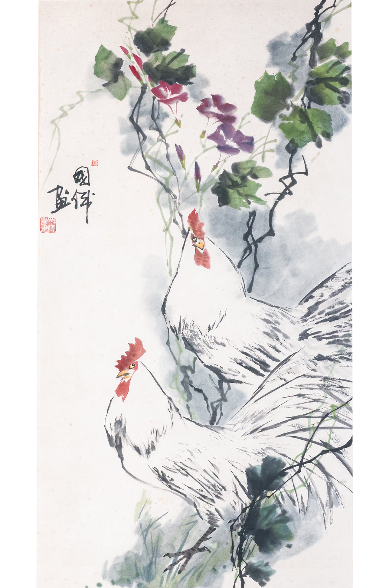 GU GUO WEI (CHINESE, 20TH CENTURY) - ROOSTERS