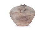 A TWIN HANDLED EARTHENWARE JAR