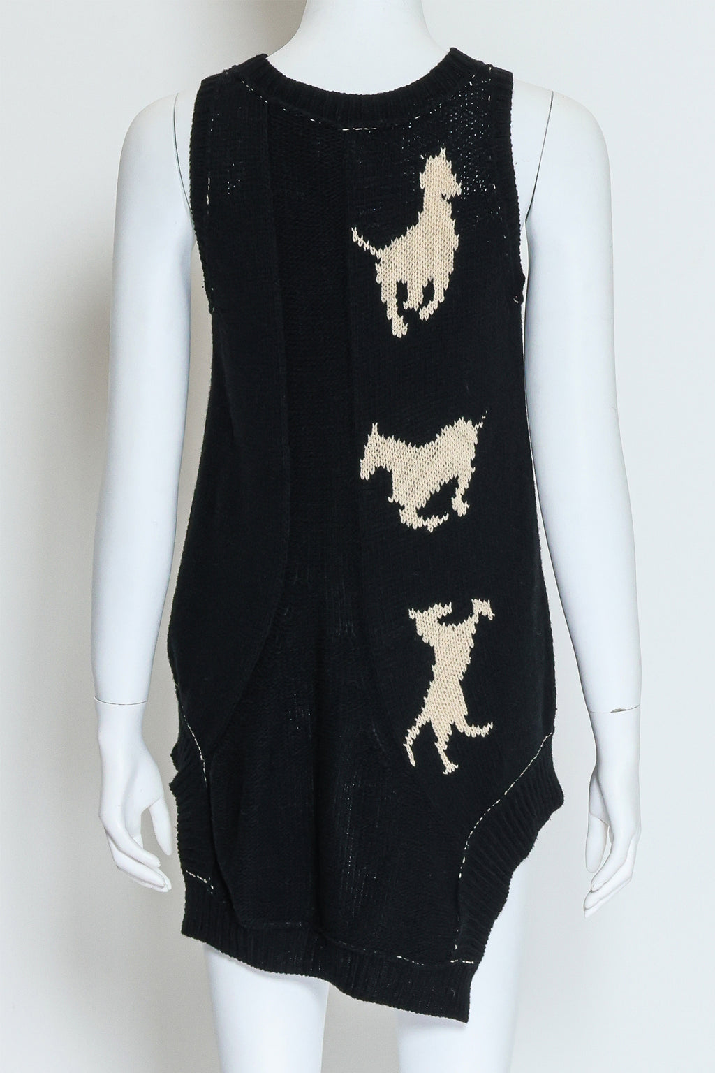 YOHJI YAMAMOTO - A BLACK KNITTED VEST WITH HORSE MOTIFS