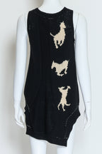 YOHJI YAMAMOTO - A BLACK KNITTED VEST WITH HORSE MOTIFS