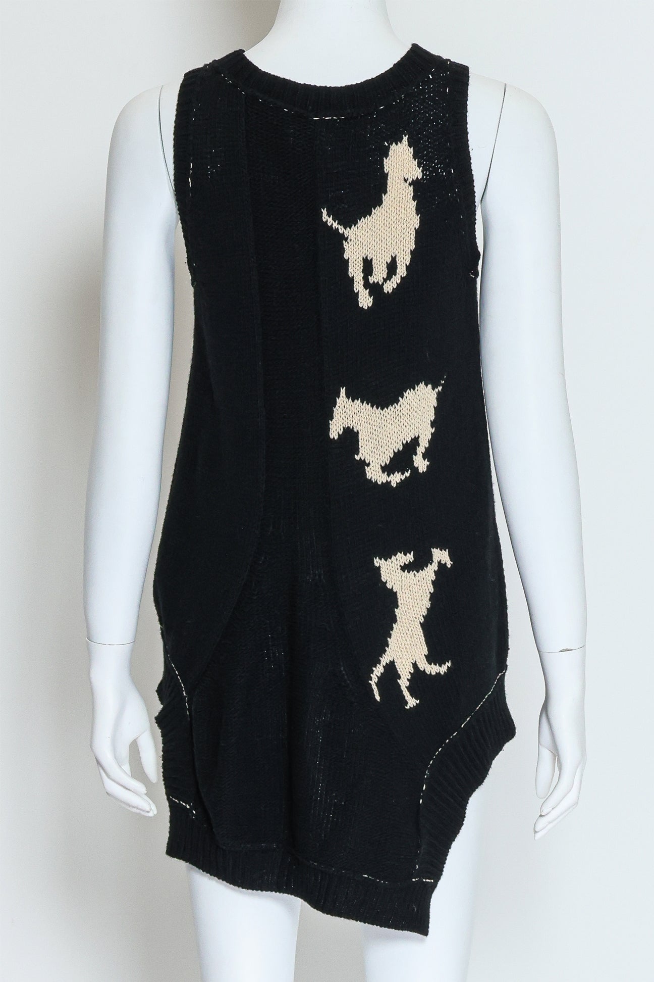 YOHJI YAMAMOTO - A BLACK KNITTED VEST WITH HORSE MOTIFS