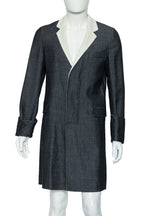 HELMUT LANG - A GREY WOOL COAT WITH CONTRAST COLLAR