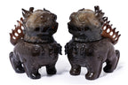 A PAIR OF JADE FOO LION-FORM VESSELS