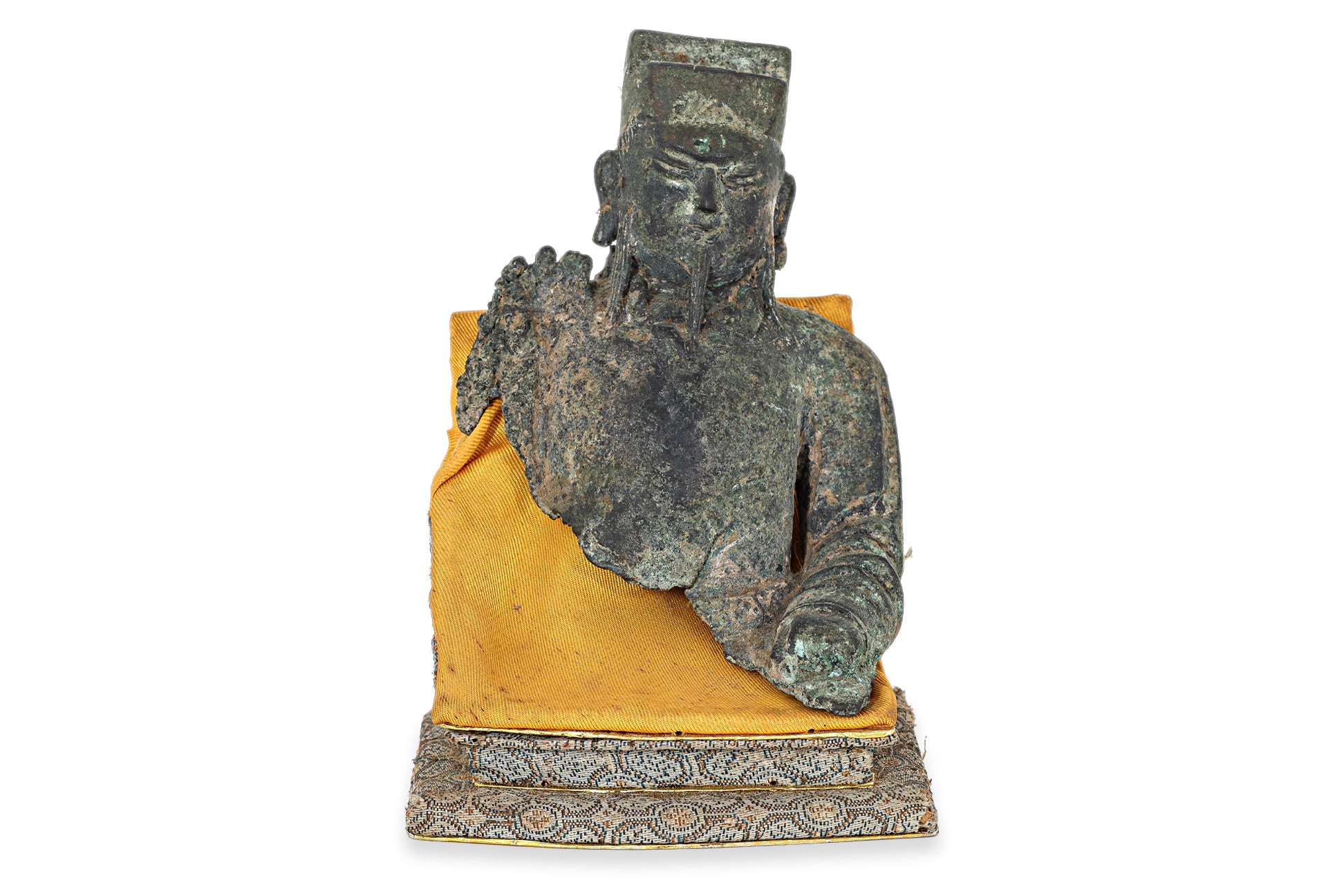 A BRONZE GUAN DI FIGURAL FRAGMENT