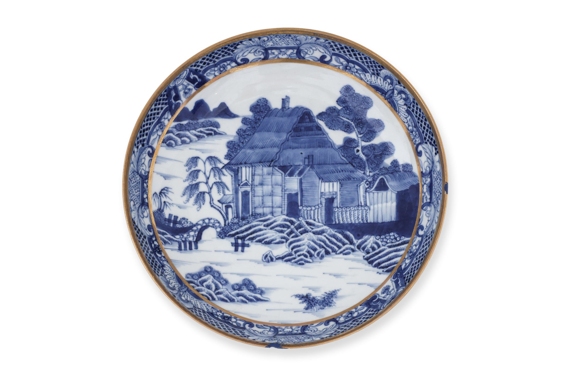 TWO BLUE AND WHITE DISHES