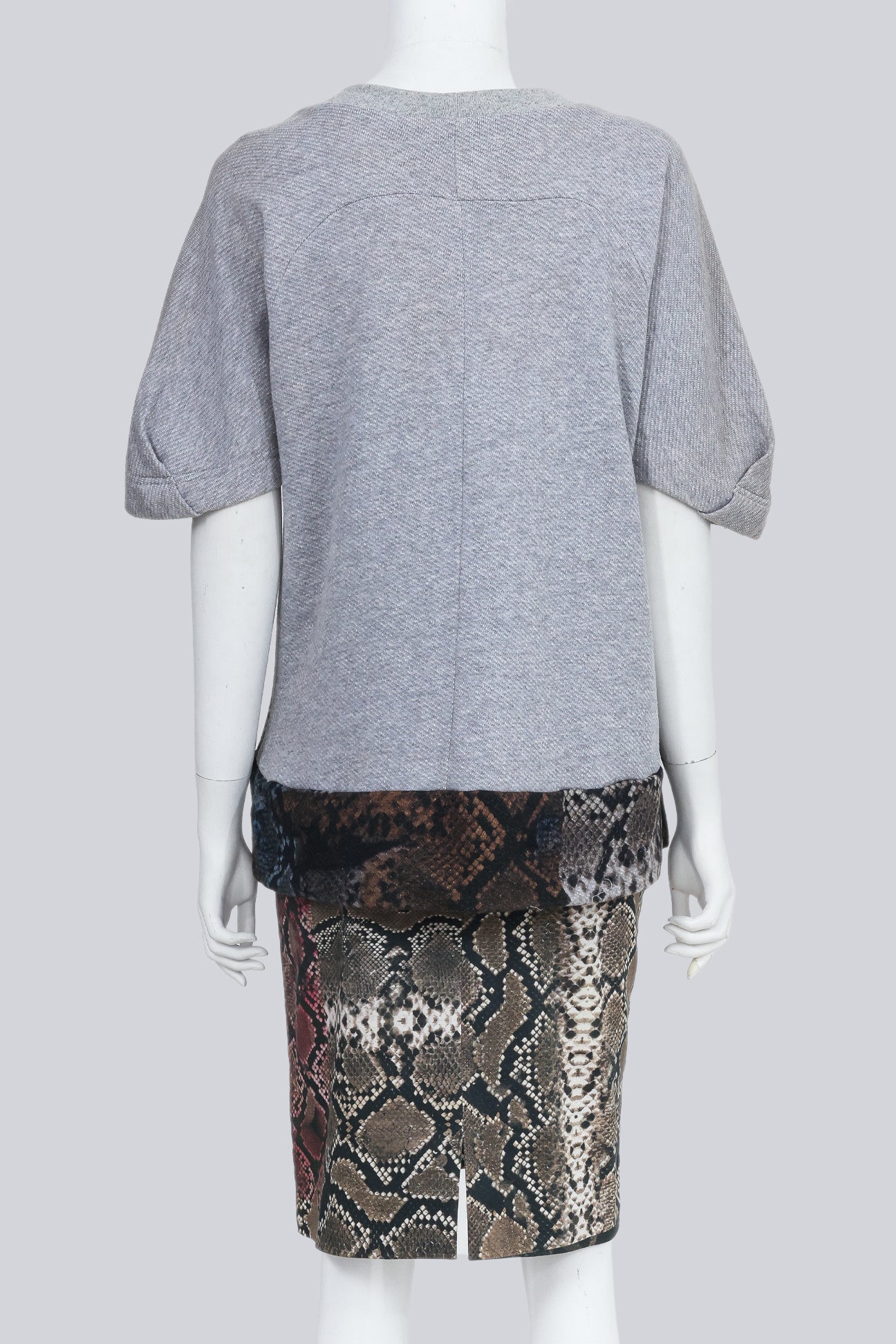 PREEN - A MULTI PANEL SNAKESKIN PRINT PENCIL SKIRT