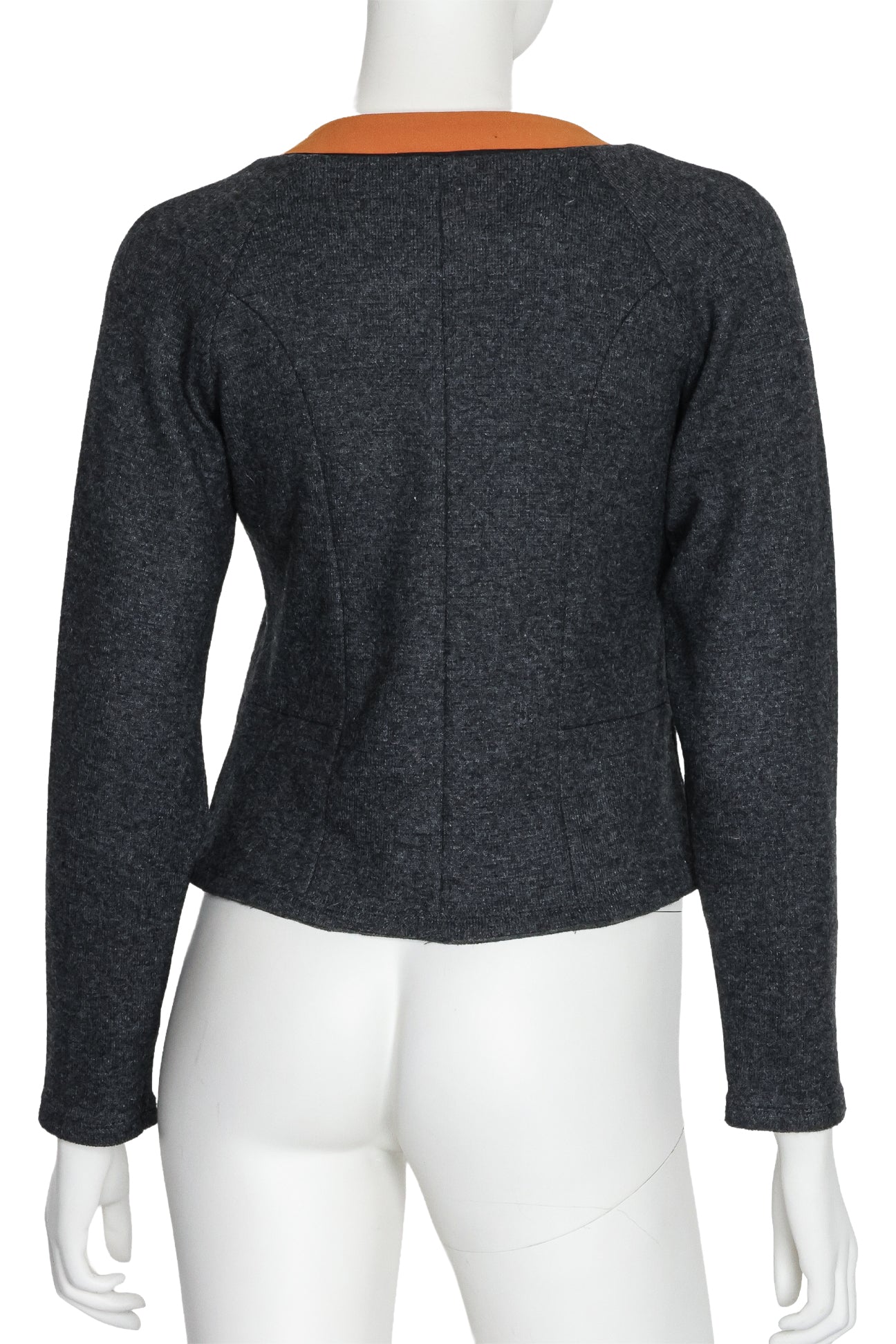MARNI - A CHARCOAL GREY WOOL-BLEND JACKET WITH CONTRAST ORANGE COLLAR