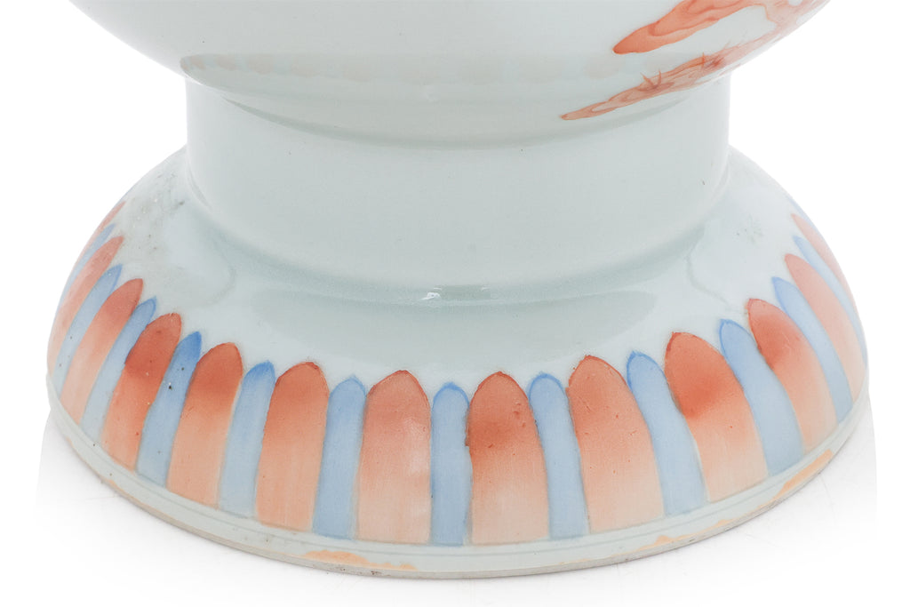 A FAMILLE ROSE 'PEACH AND BAT' BOTTLE VASE