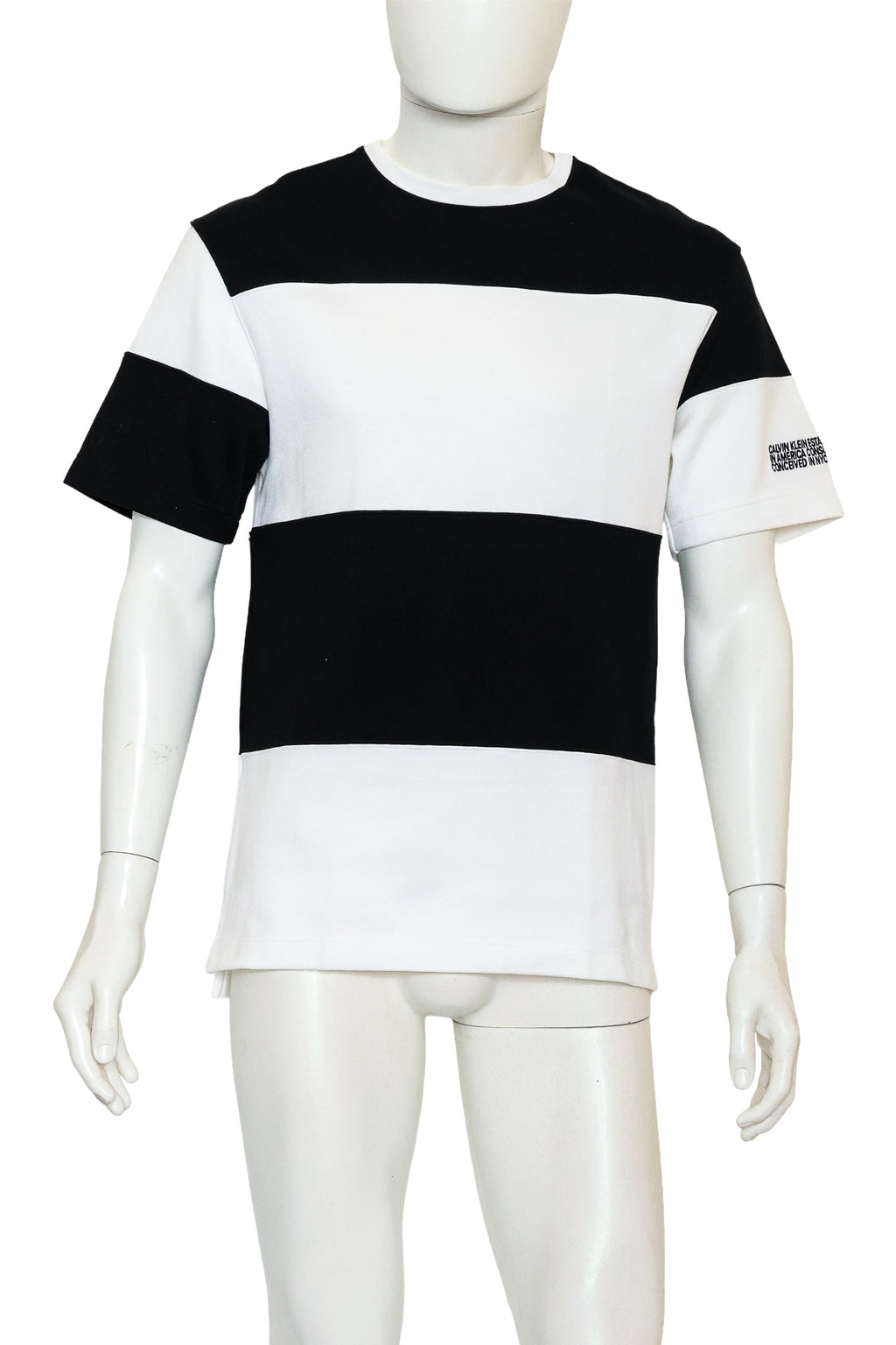 CALVIN KLEIN 205W39NYC - A BLACK AND WHITE COTTON T-SHIRT