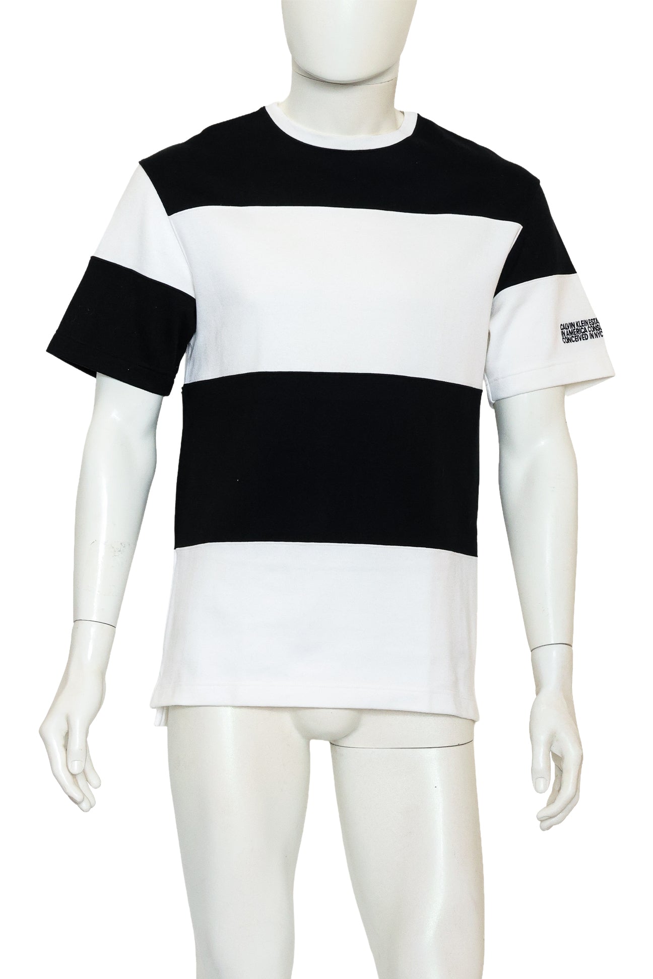 CALVIN KLEIN 205W39NYC - A BLACK AND WHITE COTTON T-SHIRT