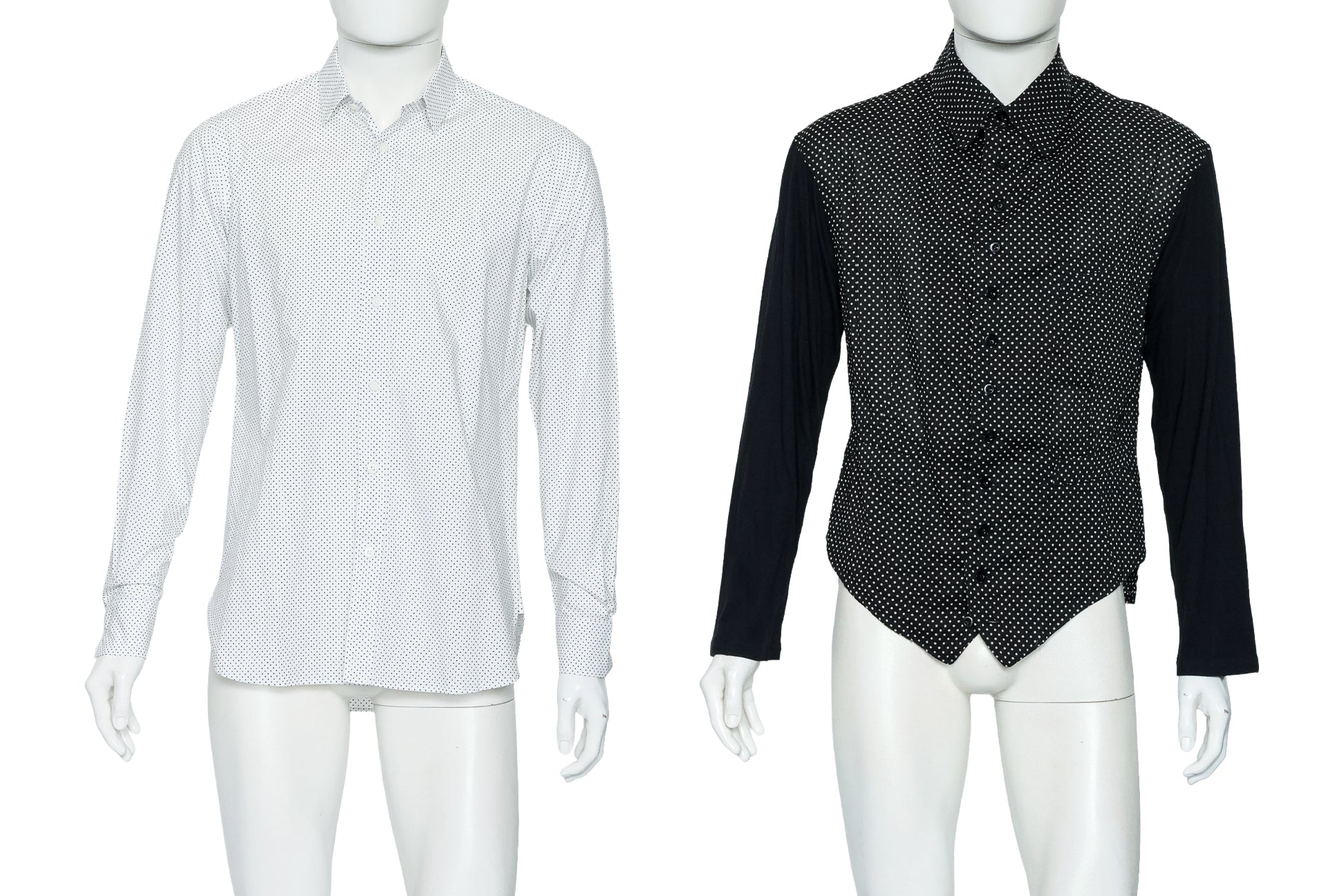 SAINT LAURENT & YOHJI YAMAMOTO PRODUCE - TWO BLACK AND WHITE POLKA DOT SHIRTS