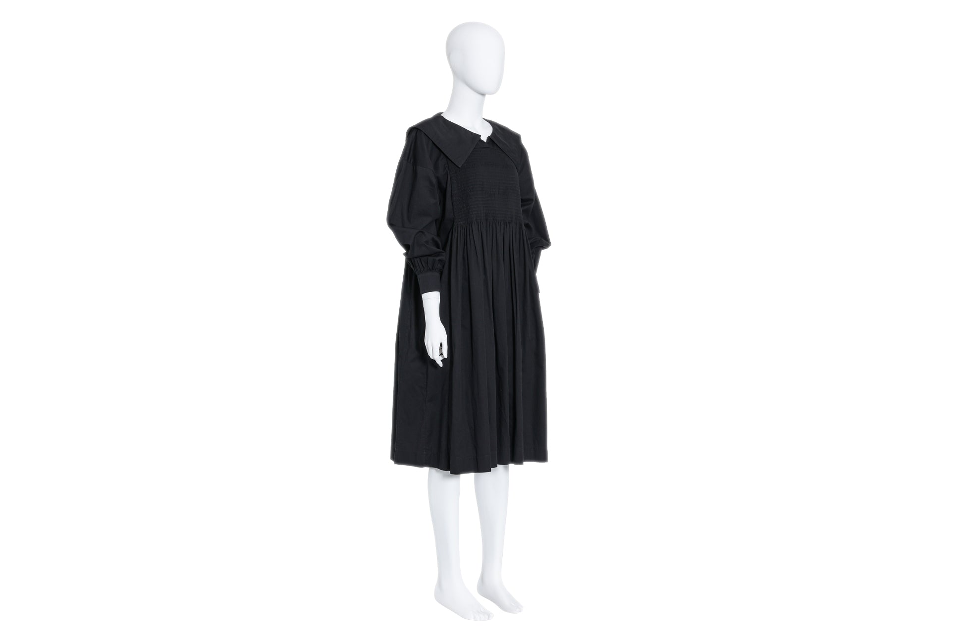 A MOLLY GODDARD BLACK BABYDOLL DRESS WITH OVERSIZED COLLAR