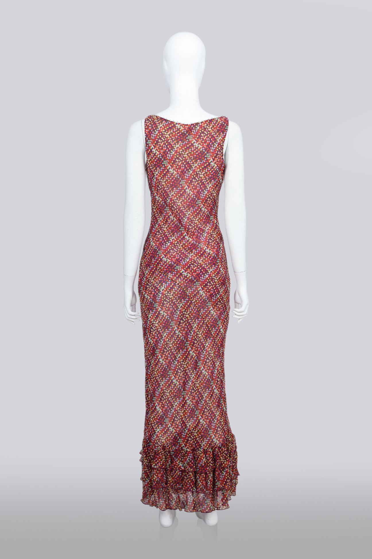 CATHERINE MALANDRINO - A MULTICOLORED MAXI DRESS WITH RUFFLES
