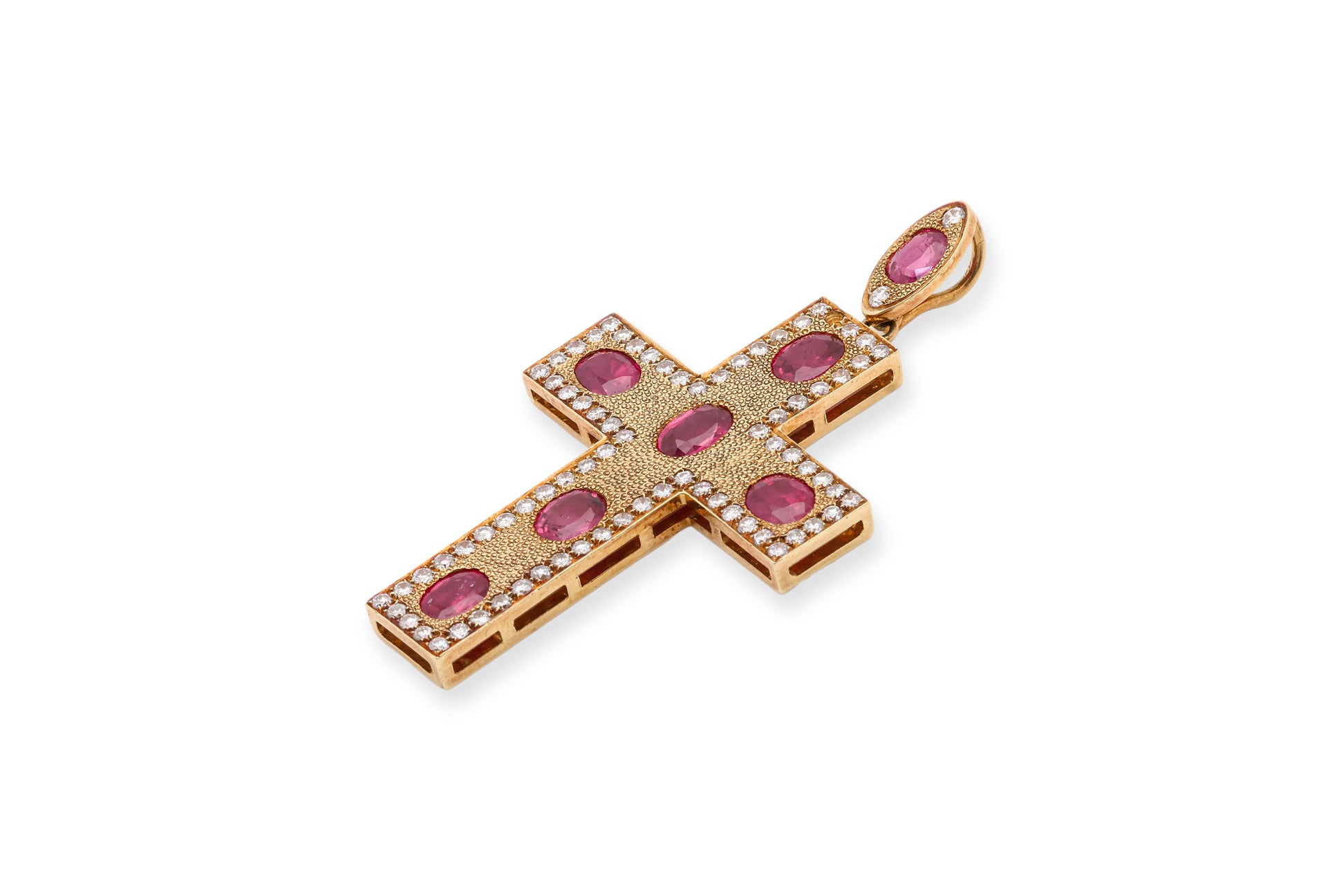 A RUBY AND DIAMOND CROSS PENDANT