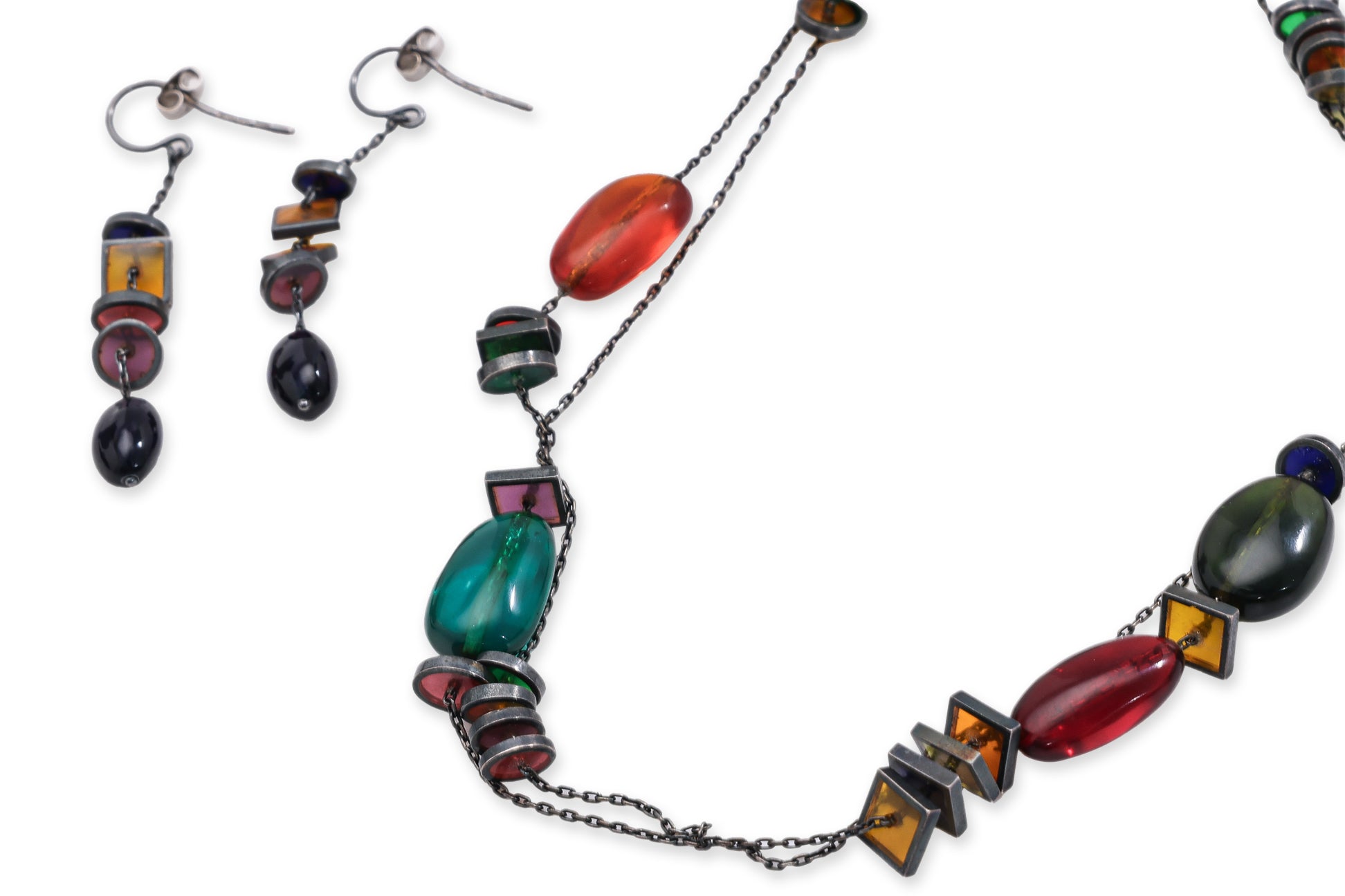 BOTTEGA VENETA - COLOURED GLASS BEADED NECKLACE AND EARRING SET