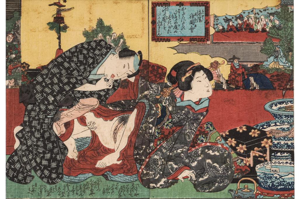 KOIKAWA SHOZAN (JAPANESE, 1821-1907) - FOUR SHUNGA UKIYO-E WOODBLOCK PRINTS