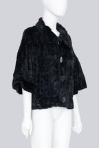 LIMI FEU - A BLACK FAUX FUR JACKET WITH OVERSIZED BUTTONS