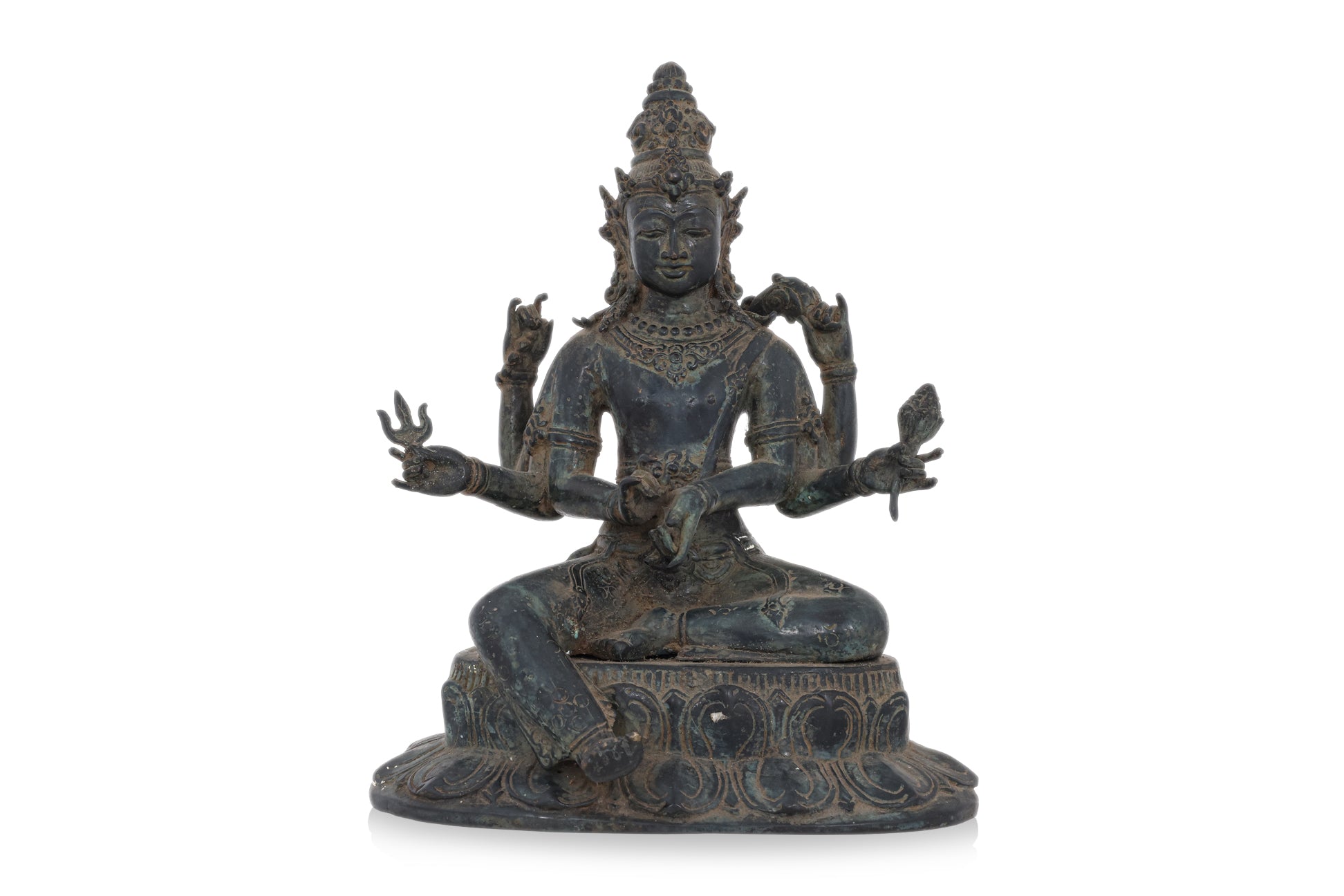 A BRONZE MODEL OF SEATED SHIVA