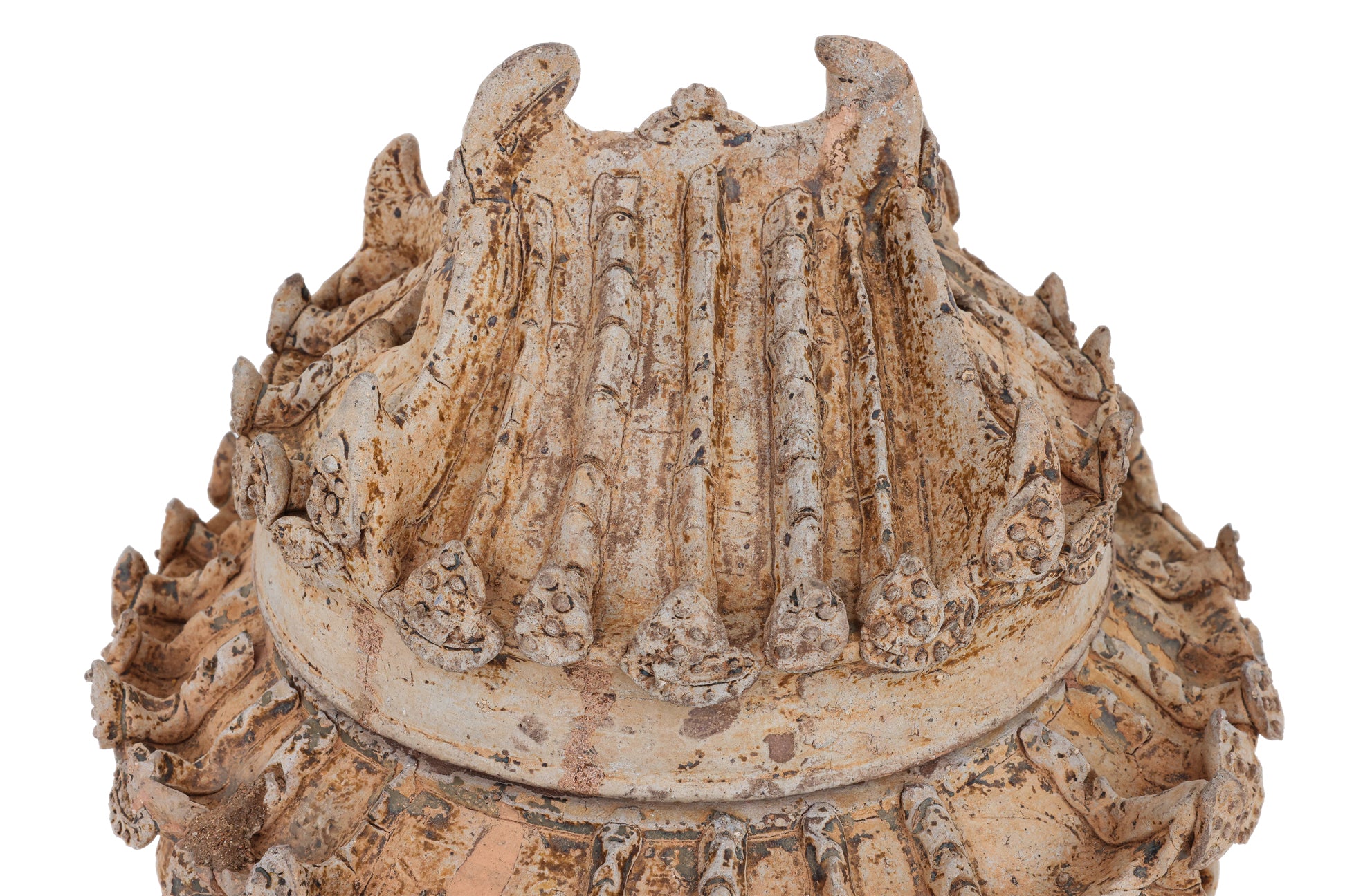 A STONEWARE GRANARY JAR AND COVER