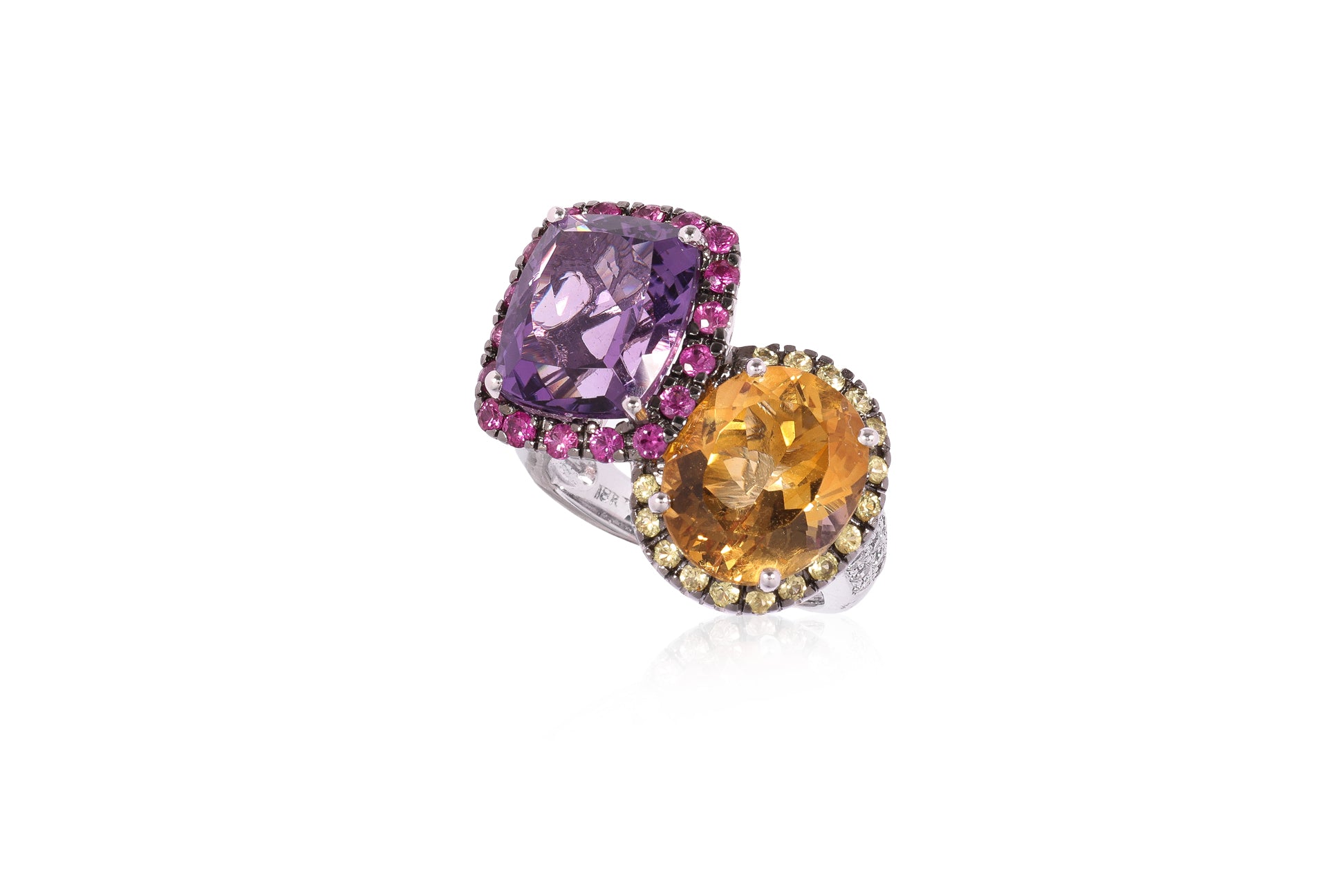 A MULTI-GEM 'TOI ET MOI' RING