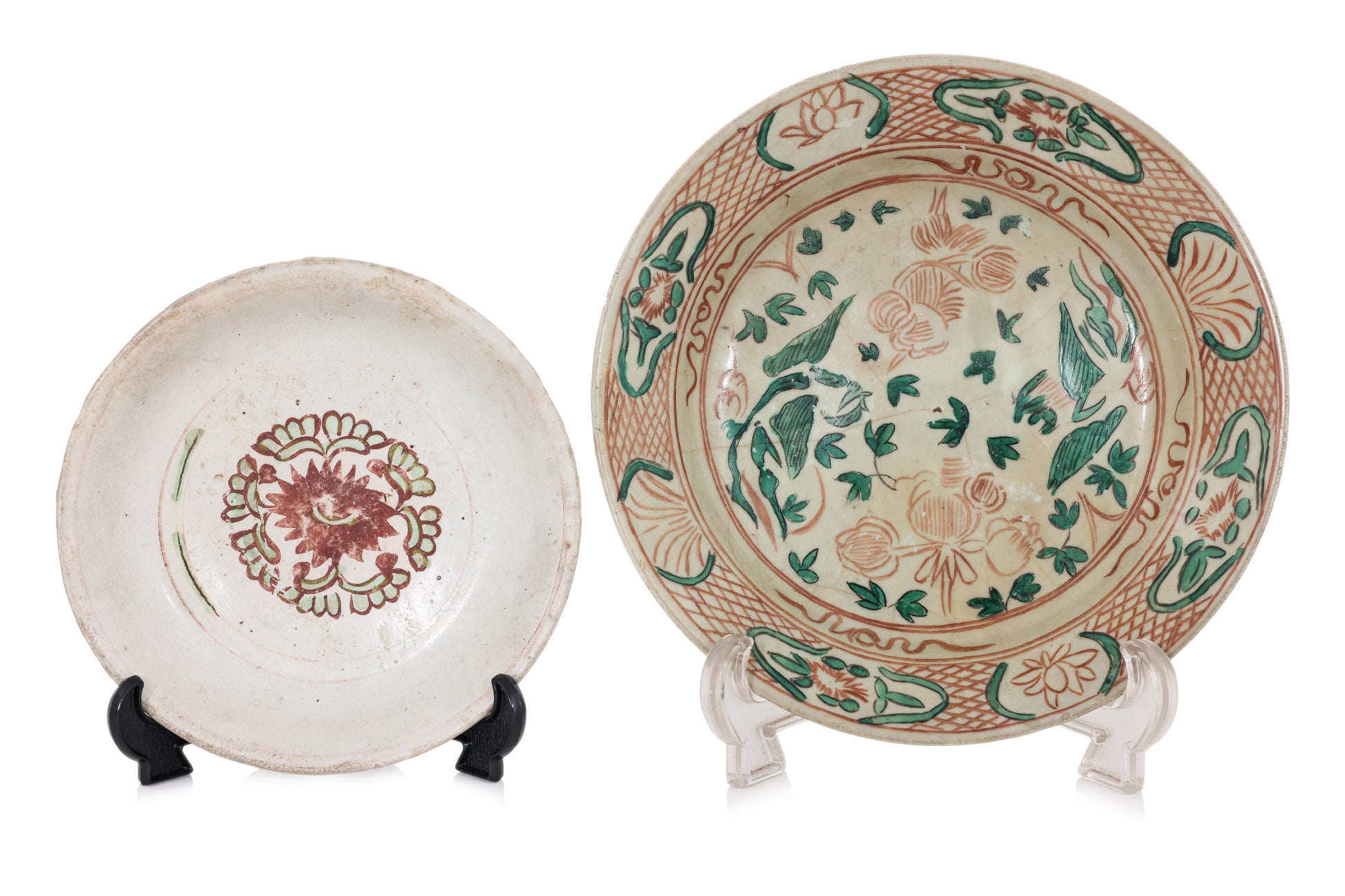 A GROUP OF THREE POLYCHROME WARES