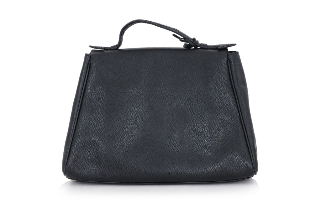 MYRIAM SCHAEFER - A BLACK LEATHER 'BYRON' TOTE BAG