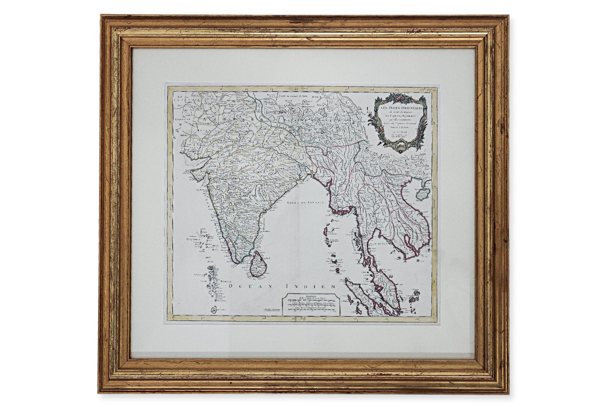 A 1779 ITALIAN MAP OF INDIA, THAILAND, VIETNAM AND MALAYSIA