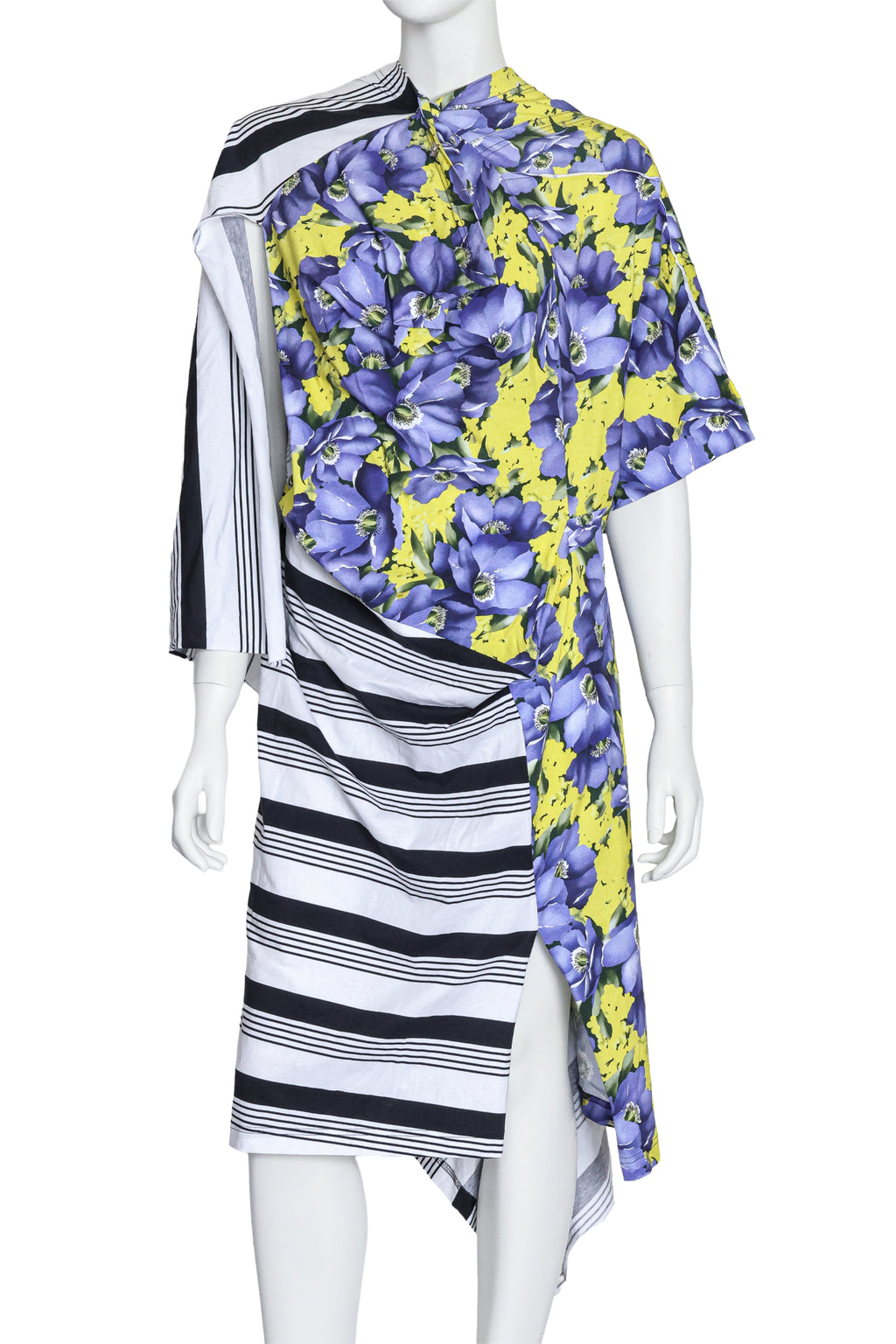 BALENCIAGA - A STRIPED FLORAL PRINT DRESS