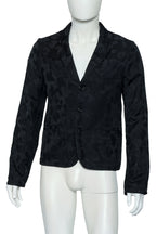 ANN DEMEULEMEESTER - A BLACK FLORAL JACQUARD BLAZER