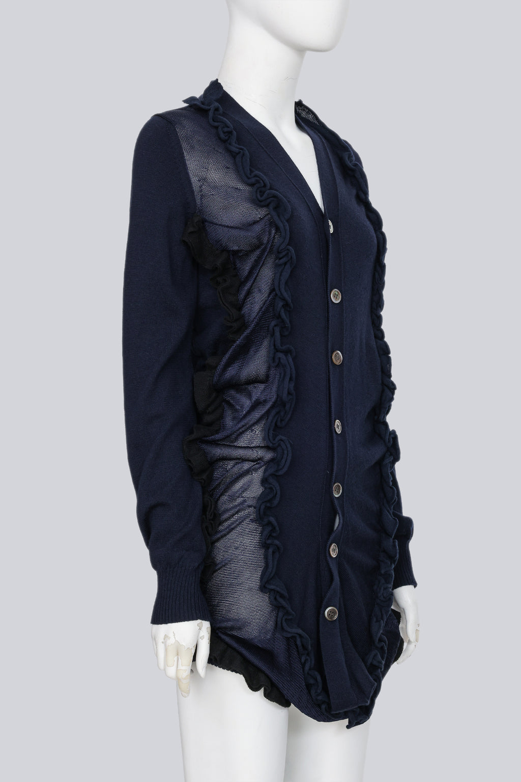 JUNYA WATANABE COMME DES GARCONS - A 2006 NAVY BLUE AND BLACK CARDIGAN