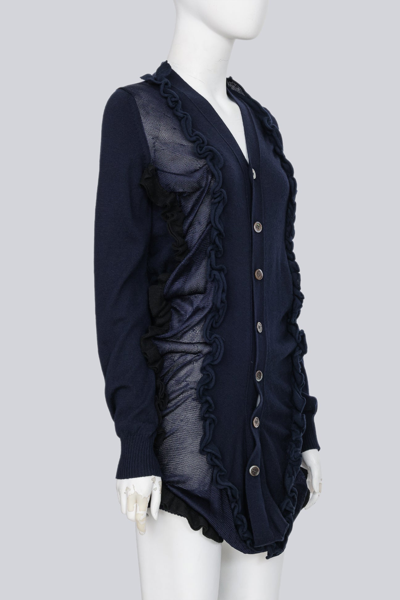 JUNYA WATANABE COMME DES GARCONS - A 2006 NAVY BLUE AND BLACK CARDIGAN