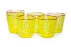 A GROUP OF SIX YELLOW GLASS TUMBLERS
